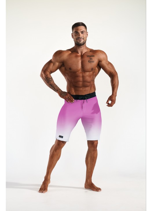 Men's Physique súťažné plavky - Purple & White (basic)